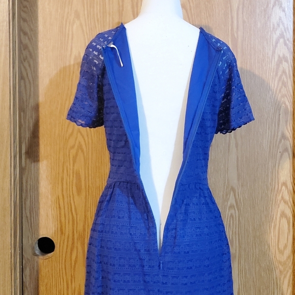 Free People lace mini dress cobalt blue cotton blend size 8 - Picture 7 of 10